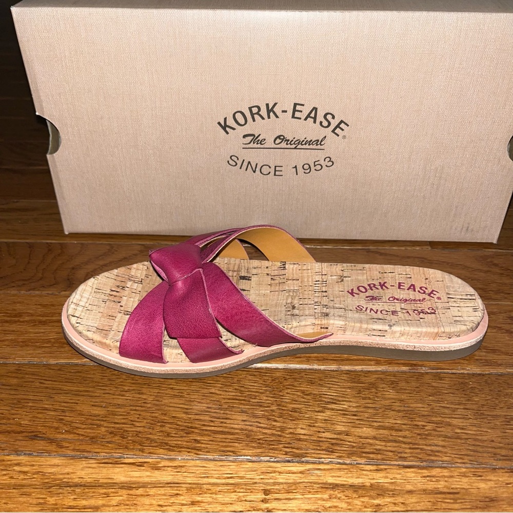 Kork-Ease The Original Brigit Slide Sandals Bright Purple & Tan Women’s Size 6 - Picture 3 of 14